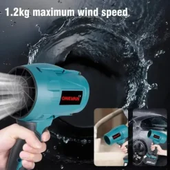 ONEVAN 2000W Borstlös Elektrisk Turbo Blåsare – Kraftfull Lövblåsare & Rengöringsfläkt för Damm, Snö och Biltork – Kompatibel med Makita 18V Batteri | CDON