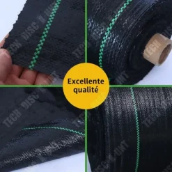 Oskyddande väv mot ogräs - TECH DISCOUNT - 3x10m - Svart Polypropen - Rivtålig - UV-skyddande