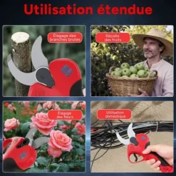 OUTIGO - Sladdlös elektrisk beskärningssax - 40 mm - 2*3,0 Ah batterier - LED-skärm