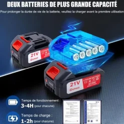 OUTIGO - Sladdlös elektrisk beskärningssax - 40 mm - 2*3,0 Ah batterier - LED-skärm