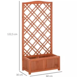 Outsunny Blomsterbänk med Spaljé - Granträ Gul 60x30x122,5 cm
