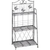 Outsunny Blomsterhylla i Metall med 3 fack, Silvergrå, 44x25x96cm