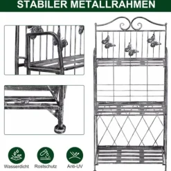Outsunny Blomsterhylla i Metall med 3 fack, Silvergrå, 44x25x96cm