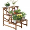 Outsunny Blomstertrappa i Granträ - 3 steg, 80x80x78cm, Natur