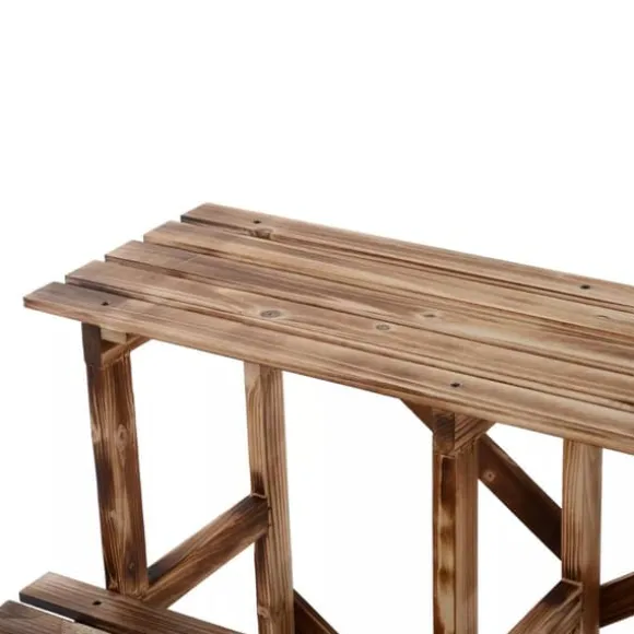 Outsunny Blomstertrappa i Granträ - 3 steg, 80x80x78cm, Natur