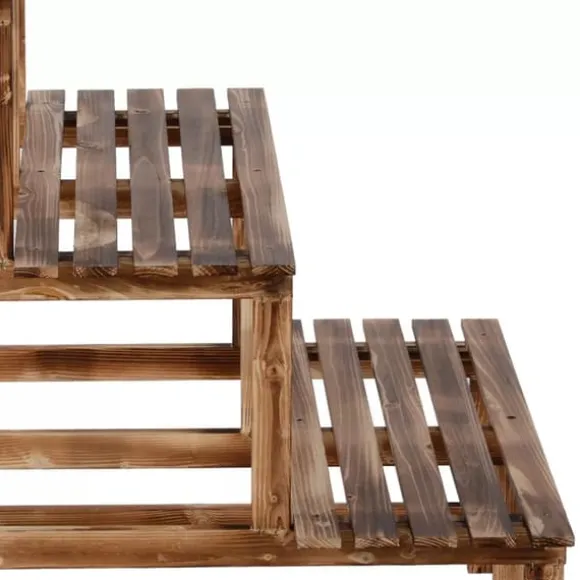 Outsunny Blomstertrappa i Granträ - 3 steg, 80x80x78cm, Natur