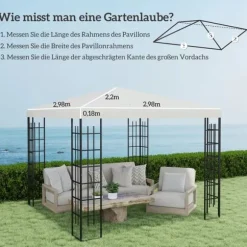 Outsunny Ersatttak för Pinnaca 3x3m, Ljusgrått, Vattentätt Oxfordtyg, UPF30+