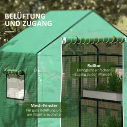 Outsunny Ersatzfolie PE-Folie Ersatzschutz mit UV-Schutz, Rolltür, Seitenfenster, Gewächshausfolie für Gewächshaus, Tomatenhaus, Grün, Kunststoff, 140 | CDON