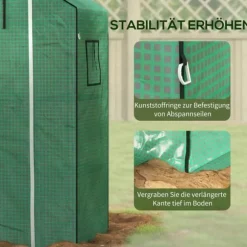 Outsunny Ersatzfolie PE-Folie Ersatzschutz mit UV-Schutz, Rolltür, Seitenfenster, Gewächshausfolie für Gewächshaus, Tomatenhaus, Grün, Kunststoff, 140 | CDON