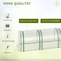Outsunny Folietält Växthus med dörr Odlingstält Stativ PVC Transparent 395 x 100 x 80 cm