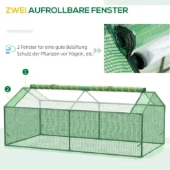 Outsunny Folietunnel med fönster, Växthus för trädgården, 180x90x70 cm, Grön