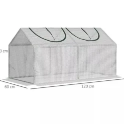 Outsunny Folietunnel med Fönster, Växthus 120x60x60 cm, PE-plast och stål, Vit