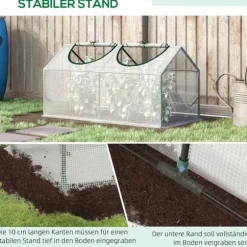 Outsunny Folietunnel med Fönster, Växthus 120x60x60 cm, PE-plast och stål, Vit