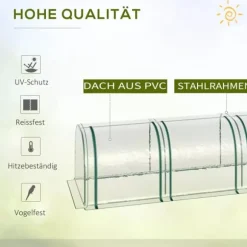Outsunny Folietunnel, Växthus i Stål och PVC, Transparent, 295x100x80 cm