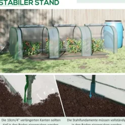 Outsunny Folietunnel, Växthus i Stål och PVC, Transparent, 295x100x80 cm