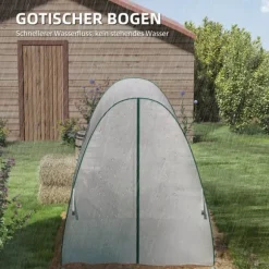 Outsunny Folietunnel Växthus med 2 dörrar och Fönster, Vinterbeständigt Folieväxthus av Stål och Plast, Vitt, 180x180x200 cm