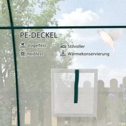 Outsunny Folietunnel Växthus med 2 dörrar och Fönster, Vinterbeständigt Folieväxthus av Stål och Plast, Vitt, 180x180x200 cm