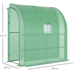 Outsunny Folietunnelväxthus 200x100x215 cm Grön - Stål/PE, 2 Dörrar, UV-skydd