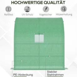Outsunny Folietunnelväxthus 200x100x215 cm Grön - Stål/PE, 2 Dörrar, UV-skydd