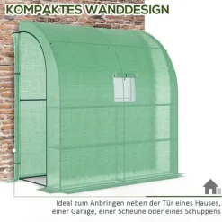 Outsunny Folietunnelväxthus 200x100x215 cm Grön - Stål/PE, 2 Dörrar, UV-skydd