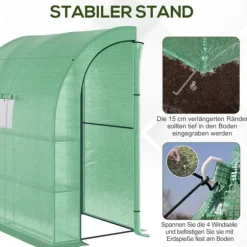 Outsunny Folietunnelväxthus 200x100x215 cm Grön - Stål/PE, 2 Dörrar, UV-skydd