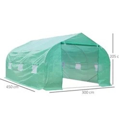 Outsunny Folieväxthus Växthus Kallbänk Tomathus Sadeltak 450 × 300B × 205H cm