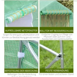 Outsunny Folieväxthus Växthus Kallbänk Tomathus Sadeltak 450 × 300B × 205H cm