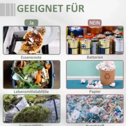 Outsunny Kompostbehållare 160L, vridbar, dubbelkammare, grå, stål/PP