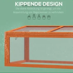 Outsunny Mini växthus med lock, orange, Tannenholz/Polykarbonat, 90x46x40cm