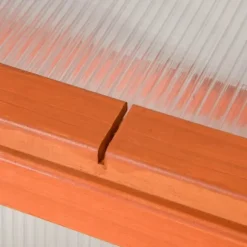 Outsunny Mini växthus med lock, orange, Tannenholz/Polykarbonat, 90x46x40cm