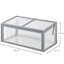 Outsunny Miniväxthus i Gran och Polykarbonat, Grått, 90x46x40cm