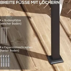 Outsunny Pergola 3x3m med infällbart tak, väggmonterad, vindtålig & vattentät, creme polyester