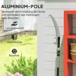 Outsunny Teleskops extrem grensåg 1,5-2,6m trädgårdssax med lås, non-stick blad, fruktplockare, snabbkapning