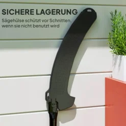 Outsunny Teleskops extrem grensåg 1,5-2,6m trädgårdssax med lås, non-stick blad, fruktplockare, snabbkapning