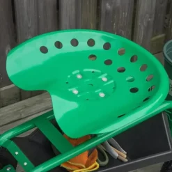 Outsunny Trädgårdsvagn med Svängbar Sits, Höjdjusterbar - Grön Metall, 150 kg