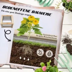 Outsunny Upphöjd odlingslåda i galvaniserad metall och granträ, Silver/Natur, 45x45x30cm