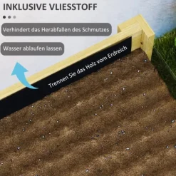 Outsunny Upphöjd Planteringslåda i Naturträ med Akrylpaneler och Dränering, Trädlåda för Trädgård och Balkong, 110x50x80 cm
