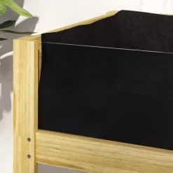 Outsunny Upphöjd Planteringslåda i Naturträ med Akrylpaneler och Dränering, Trädlåda för Trädgård och Balkong, 110x50x80 cm