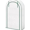 Outsunny Växthus 100x45x160cm - Vitt Folieväxthus med Hyllyor och Dörr
