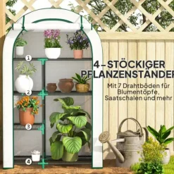 Outsunny Växthus 100x45x160cm - Vitt Folieväxthus med Hyllyor och Dörr