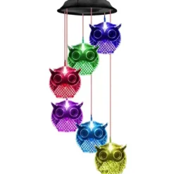 Owl Solar Wind Chime Ljus Vattentät färg Ändrar Utomhus Solar Garden Dekorativa lampor för Mors Dag Mamma Födelsedag Trädgård Trädgårdsdekoration