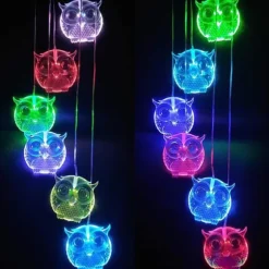Owl Solar Wind Chime Ljus Vattentät färg Ändrar Utomhus Solar Garden Dekorativa lampor för Mors Dag Mamma Födelsedag Trädgård Trädgårdsdekoration