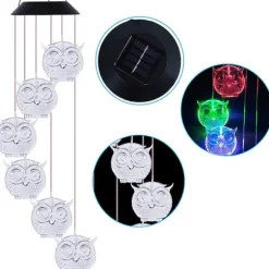 Owl Solar Wind Chime Ljus Vattentät färg Ändrar Utomhus Solar Garden Dekorativa lampor för Mors Dag Mamma Födelsedag Trädgård Trädgårdsdekoration