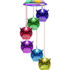 Owl Solar Wind Chime Ljus Vattentät färg Ändrar Utomhus Solar Garden Dekorativa lampor för Mors Dag Mamma Födelsedag Trädgård Trädgårdsdekoration