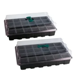 3-pack 24 celler plantor plantlåda plast blomträdgård plantskola kruka planteringsfrölåda kit med lock trädgårdsodlingslåda