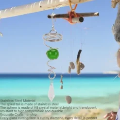 2-pack blickboll spiralsvans, vindvridningsstabilisator med hängande roterande krok dekorativ vindvridningssvans kristallkula glaskula roterande häng | CDON