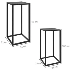 2-pack blomsterställ i svart stål - industriell design