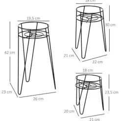 3-pack blomställ i metall för krukor upp till Ø16 cm – svart