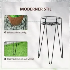 3-pack blomställ i metall för krukor upp till Ø16 cm – svart