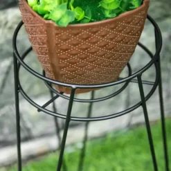 3-pack blomställ i metall för krukor upp till Ø16 cm – svart